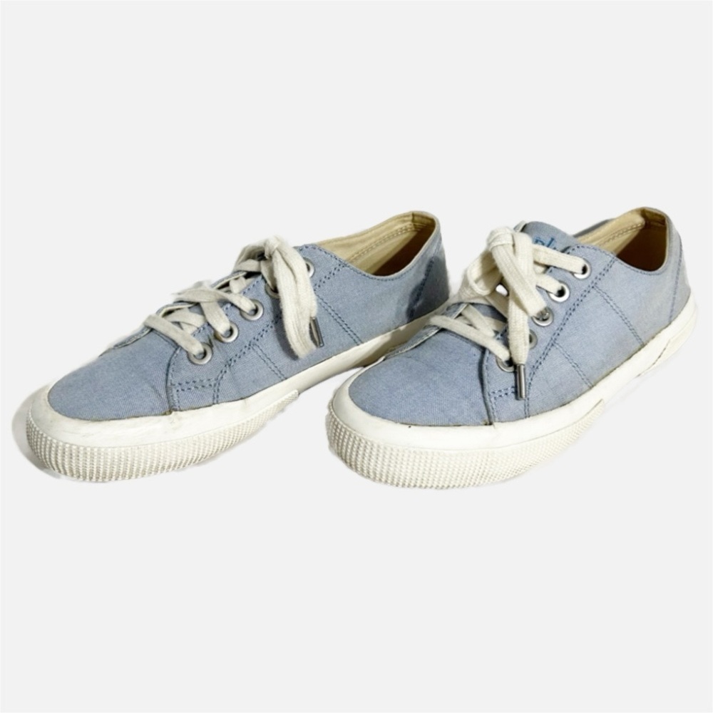 Lauren Ralph Lauren Jolie Oxford Blue Oxford Cloth Upper Lace Up Sneakers 🩵